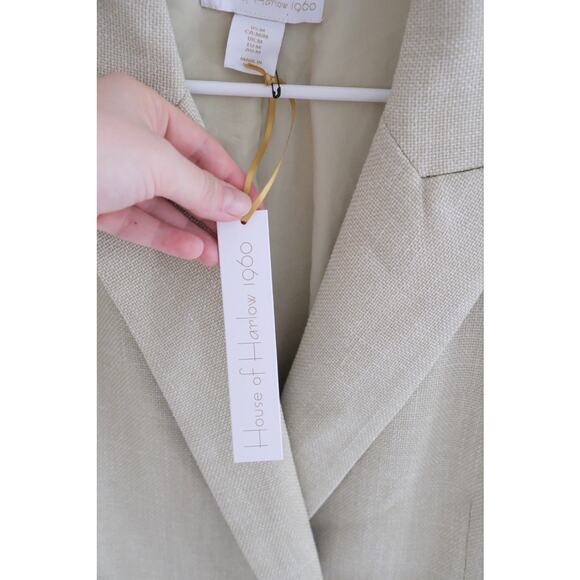 House of Harlow 1960 Blazer Womens M Light Green Woven Tweed Jacket NWT - Picture 5 of 8